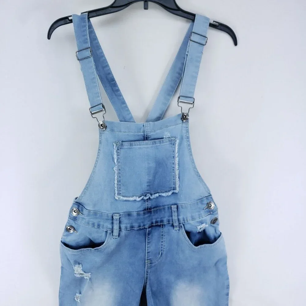 Traffic Jeans Wear Destroyed Fashion Overalls Women's Size 29 Light Wash - Picture 3 of 9